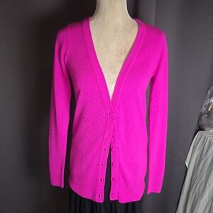 Forever 21 Hot Pink Cardigan Sweater Women’s S V-Neck Button Barbiecore‎ Y2K